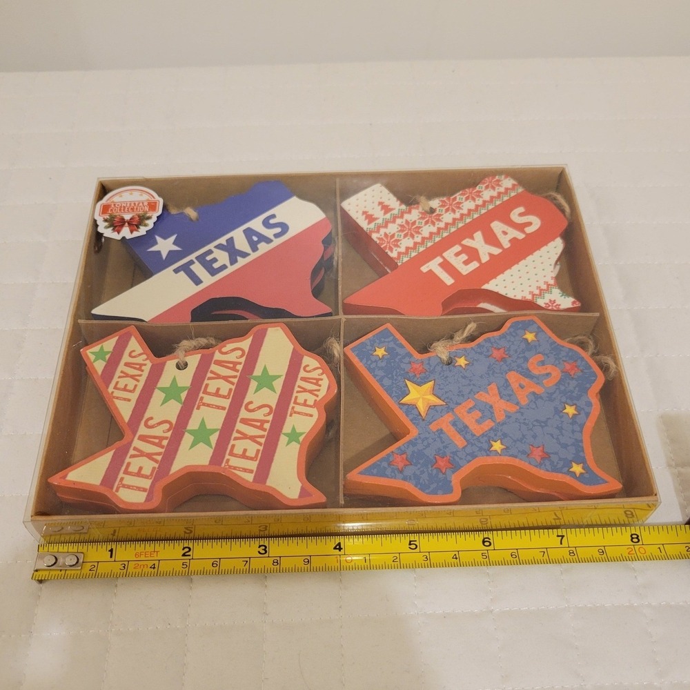 NEW Lonestar Collection Texas State Wood Ornaments Rustic Holiday Decor Farmcore